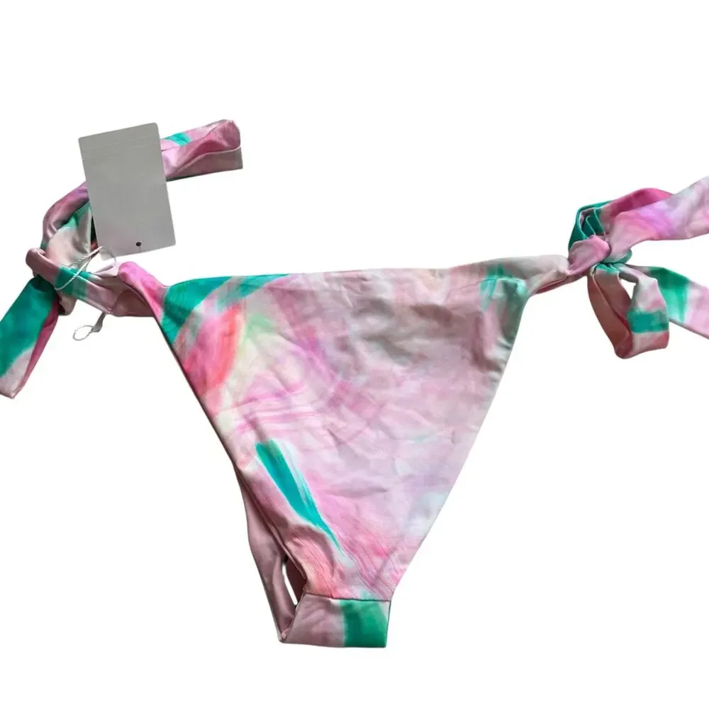 Frankies Bikinis Women's Veronica Tie Bikini Bottom Size Medium Pink NWT